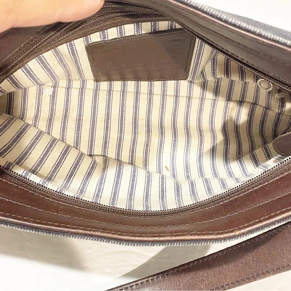 VINTAGE COACH E9D-6136 BLACK CANVAS / BROWN LEATHER TRIM PURSE HANDBAG‎